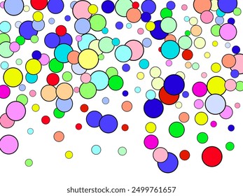 Multi-colored balls scattered randomly. background design, cover.   Green background. blue wallpaper. foam balls.