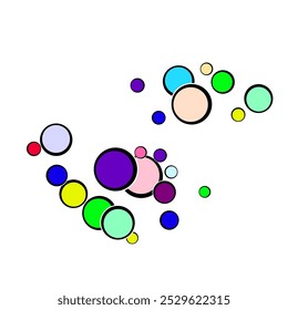 Multi-colored balls scattered randomly. background design, cover. Background from bright multi-colored confetti. 