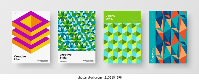 Multicolored banner vector design illustration set. Original geometric shapes flyer layout bundle.