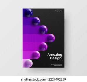 Multicolored banner vector design illustration. Minimalistic realistic balls journal cover layout.