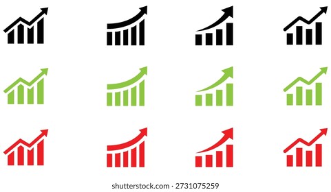 Multi-colored bar chart growth icons.
