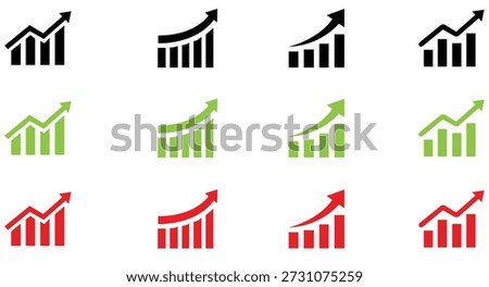 Multi-colored bar chart growth icons.