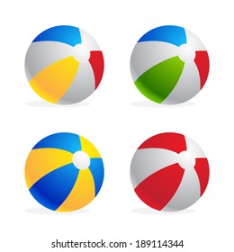 Multicolored beach ball set isolated on white background