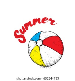 Multicolored beach ball. Vector illustration. Sea and vacation.
