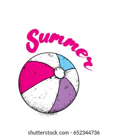 Multicolored beach ball. Vector illustration. Sea and vacation.
