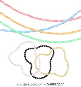 Multicolored Beads and Bracelets from Pearls For Festive Decor For The Holidays of Christmas, New Year. For Mardi Gras, For Carnivals, Parties.