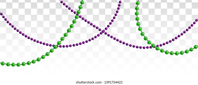 Multicolored beads on a white background. Beautiful chain of different colors. Pure beads are realistic. Decorative element from golden ball design.Vector illustration.