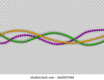 Multicolored beads on a white background. Beautiful chain of different colors. 