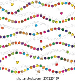 Multicolored beads seamless pattern. Festive background. Kids background.