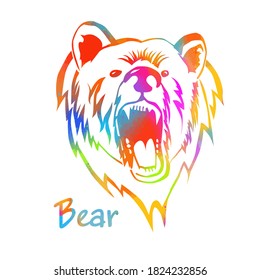 Multicolored bear symbol. Vector illustration