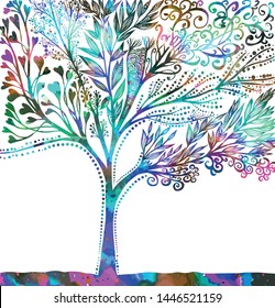 A multi-colored beautiful abstract tree. Vector illustration