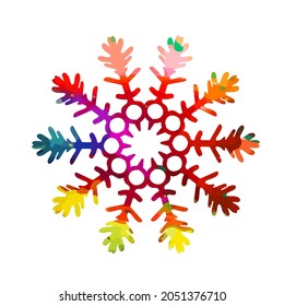 Multi-colored beautiful snowflake object. Vector illustration
