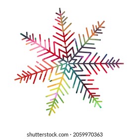 Multi-colored beautiful snowflake object. Vector illustration
