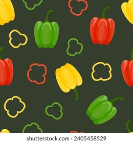 Pimientos de campana multicolores patrón sin fisuras de verano