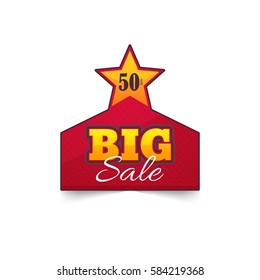 Multicolored Big Sale Theme Website Banner, Card, Flyer, Tag Ad Design. Colorful Badge Illustration. Glossy Style Discount Ball Isolated on White Background