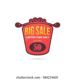 Multicolored Big Sale Theme Website Banner, Card, Flyer, Tag Ad Design. Colorful Badge Illustration. Glossy Style Discount Ball Isolated on White Background