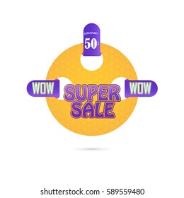 Multicolored Big Sale Theme Website Banner, Card, Flyer, Tag Ad Design. Colorful Badge Illustration. Glossy Style Discount Ball Isolated on White Background