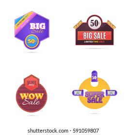 Multicolored Big Sale Theme Website Banner Set, Card, Flyer, Tag Ad Design. Colorful Badge Illustration Collection. Glossy Style Discount Ball Isolated on White Background