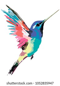 Pájaro multicolor en vuelo. Vector