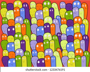 Multicolored birds. Bright background