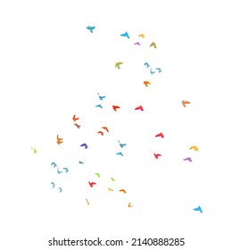 Multi-colored birds. A flock of flying rainbow birds. Vector illustration