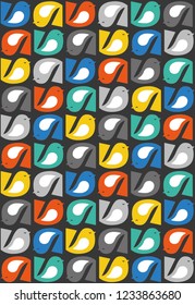 Multicolored birds seamless pattern. Nordic style. Vector illustration.