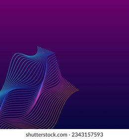 Multicolored Blend Background Violet Vector. Graphic Poster. Bright Curve Concept. Amplitude Wave Template. Gradient Modern.