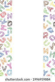 Multicolored block letters. Template. Close-up. Vertical layout. There is free space for text. Vector graphics.