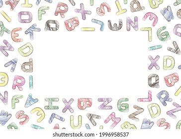 Multicolored block letters. Template. Framing. Close-up. Horizontal layout. There is free space for text. Vector graphics.