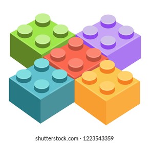 multicolored blocks icon flat design isolated on white background
