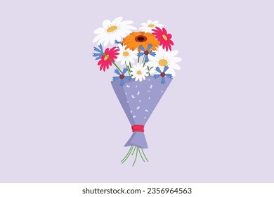 El concepto de flores multicolores florecientes. Ilustración vectorial plana de color aislada. 