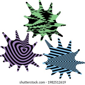 multicolored blots with creative patterns optical illusion on white background