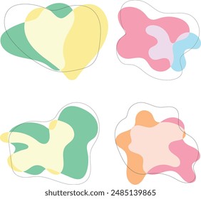 Manchas multicolores con contorno sobre fondo aislado