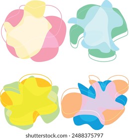 Manchas multicolores con contorno sobre fondo aislado