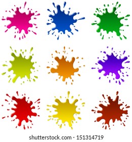 Cortes multicolores y salpicaduras de pintura y tinta; Conjunto A; Eps-8;
Cada Paint Splash es el único y único.