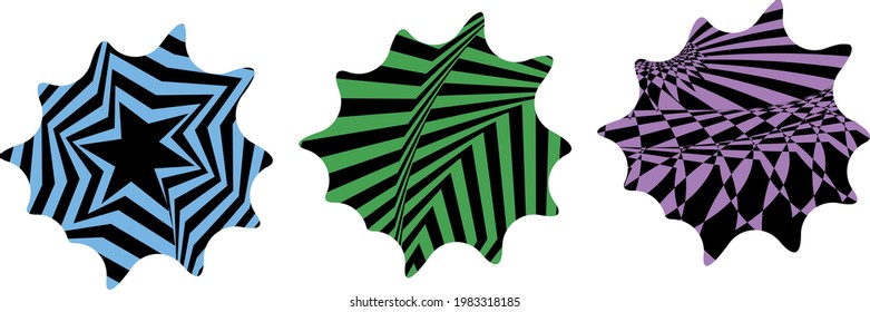 multicolored blots with texture in op art style modern icons for design