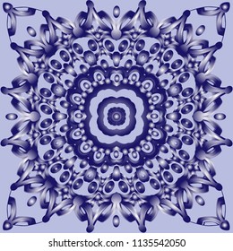 multicolored and blue delicate ornament made in various versions. can be used for decorating ceramic tiles, backgrounds and other types of design
