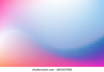 Multicolored blurred pixelated design background. Pink and blue gradient. Vector illustration.