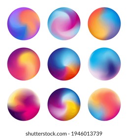 Multicolored blurred vector circles. Blurred spheres with gradient meshes. Vibrant colorful circles with blurred gradients vector collection