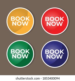 Multicolored book now button. Great vectors for social media, web, applications, computers, laptops, multimedia etc.