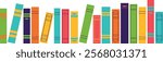 Multicolored book spines. Books on a transparent background. Vector illustration in flat style.	