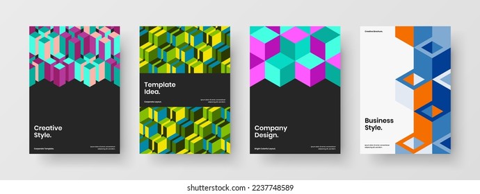 Composición de la plantilla de diseño de vectores A4 del folleto multicolor. Colorido diseño de portada corporativa de mosaico.