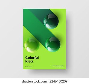 Multicolored booklet A4 vector design illustration. Amazing 3D spheres flyer template.