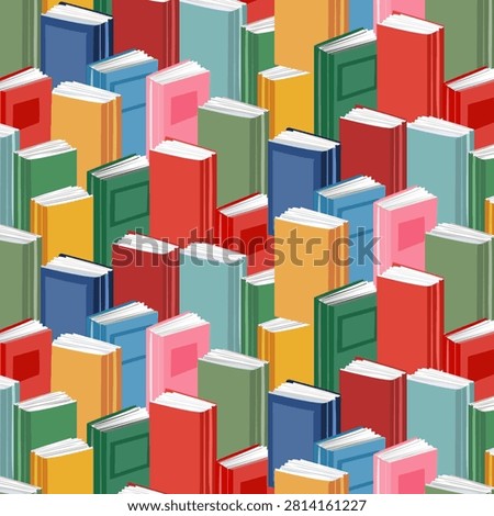 Multicolored books on a transparent background.Vector seamless pattern of multi-colored books on a transparent background.