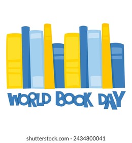 Multi-colored books stand side by side in a line for World Book Day