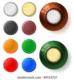 Multicolored  bottle cap.  Illustration on white background