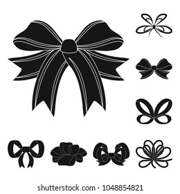 Multicolored bows black icons in set collection for design.Bow for decoration vector symbol stock web illustration.