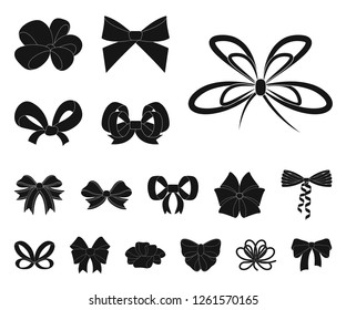 Multicolored bows black icons in set collection for design.Bow for decoration vector symbol stock web illustration.