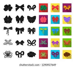 Multicolored bows black,flat icons in set collection for design.Bow for decoration vector symbol stock web illustration.