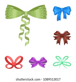 Multicolored bows cartoon icons in set collection for design.Bow for decoration vector symbol stock web illustration.